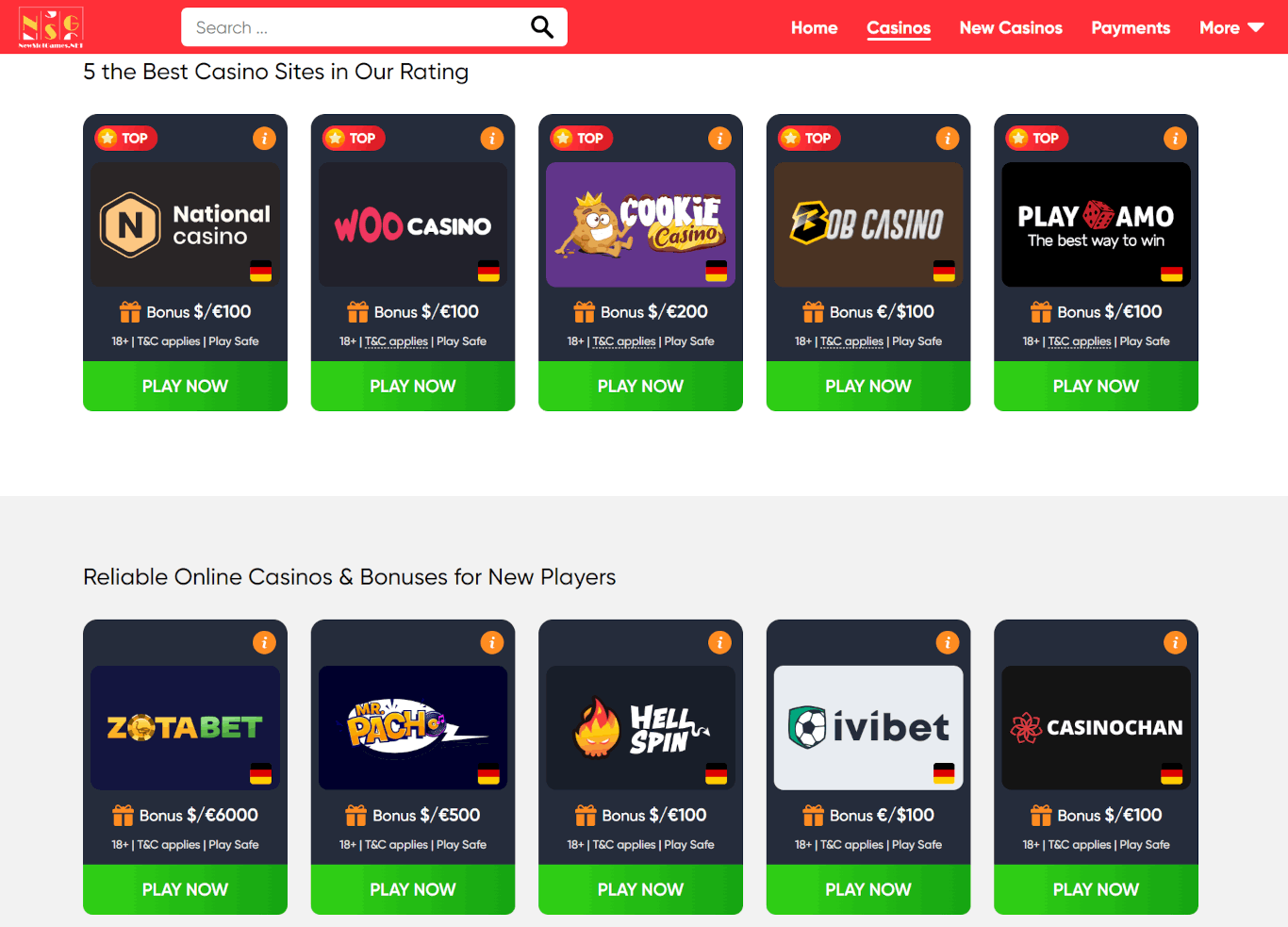 all online casino list