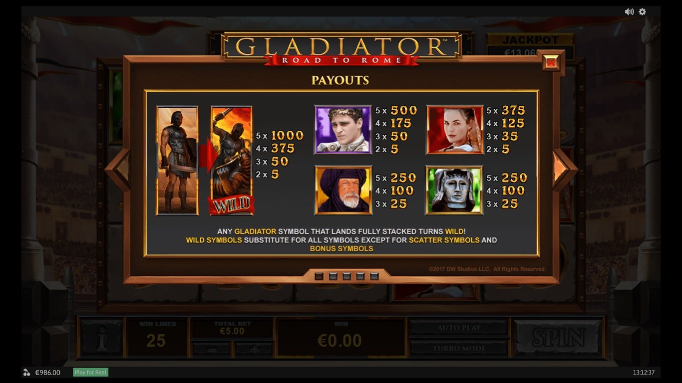 Free gladiator bonus slot game