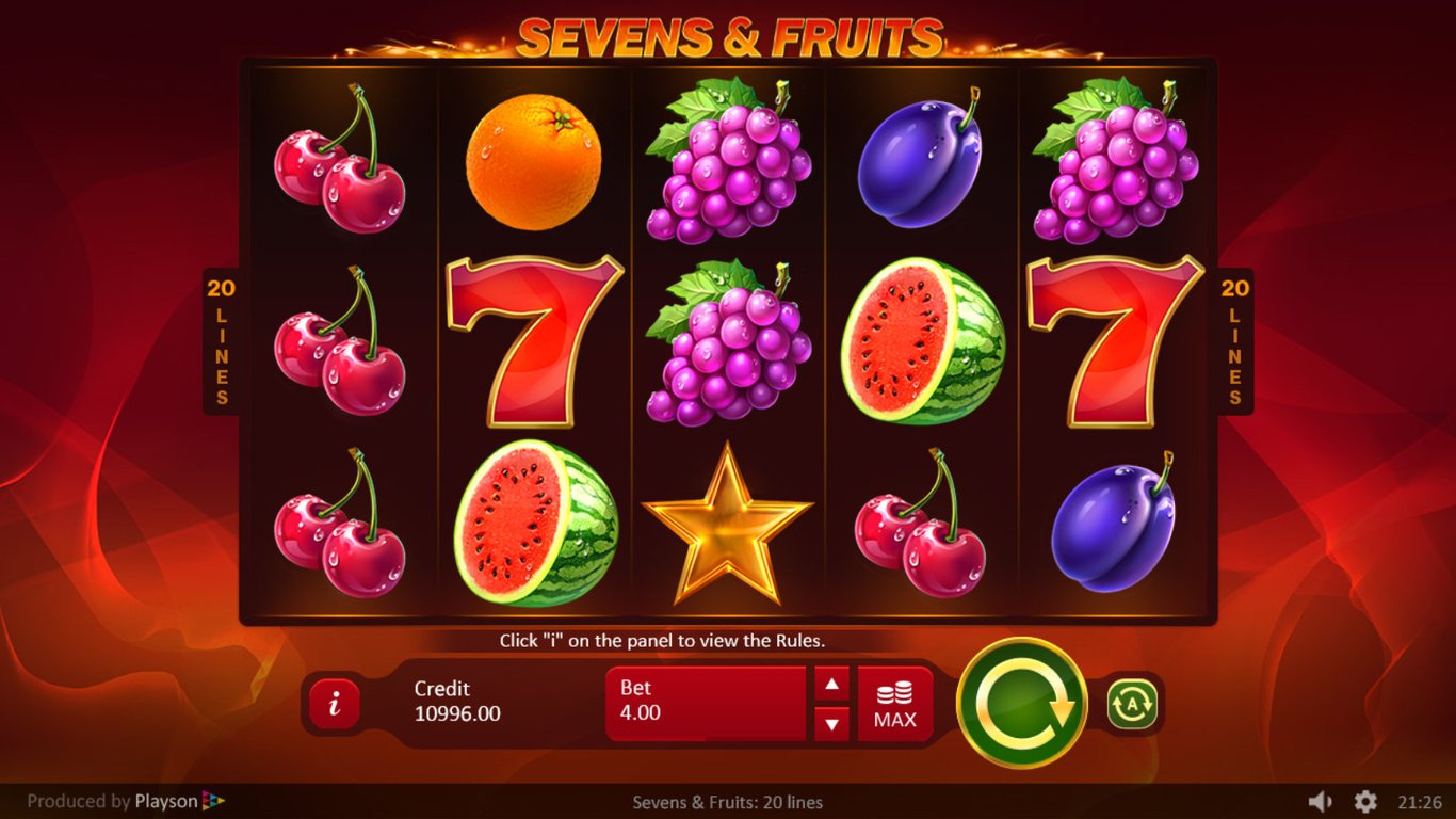 Sevens and Fruits 6 Reels Slot Machine