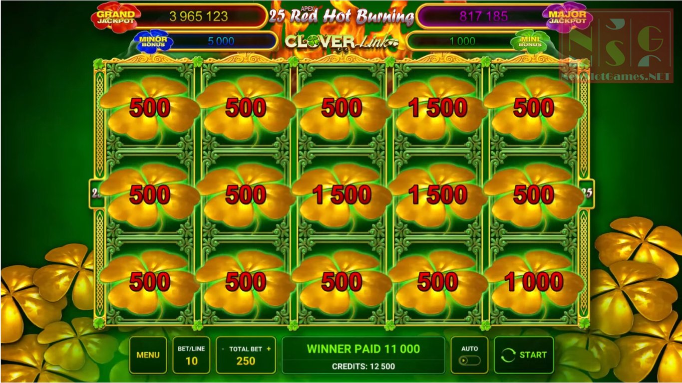 50 Red Hot Burning Clover Link Slot Review 2022 Free Play Demo Game
