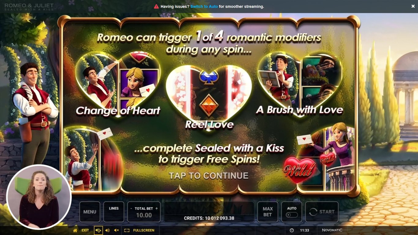 Romeo and Juliet Sealed with a Kiss Slot Machine