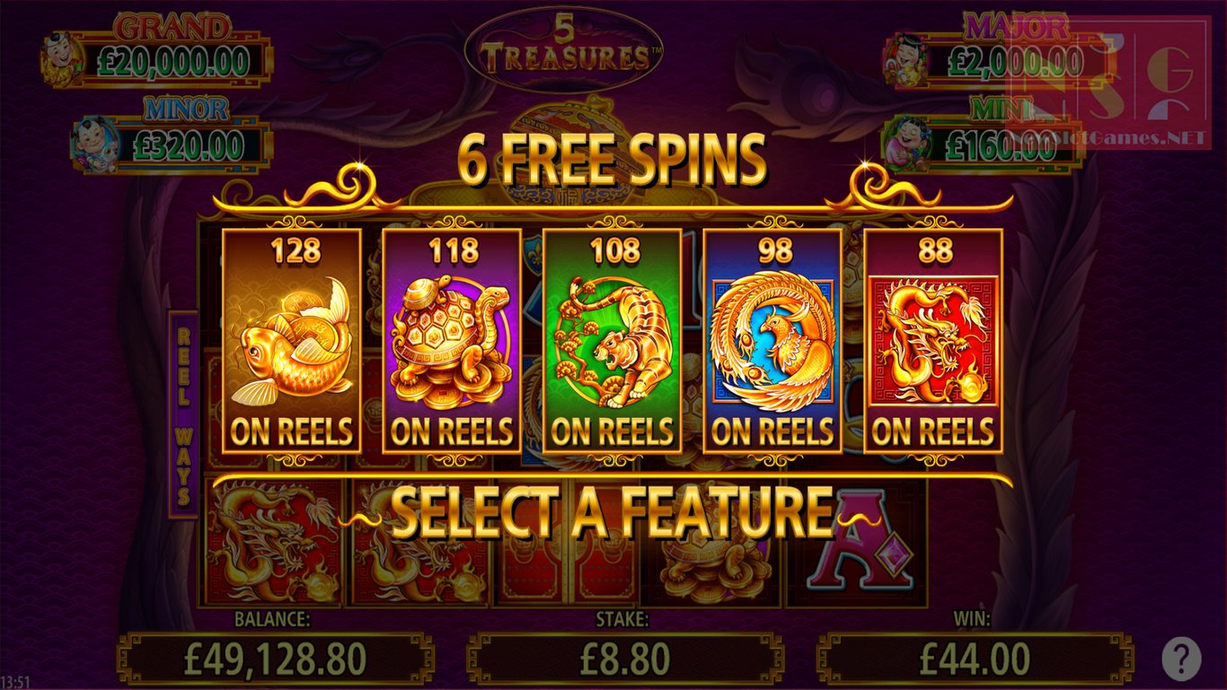 5 treasures slot machine rules