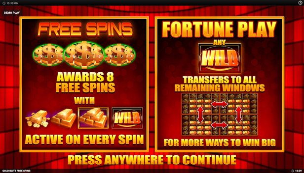 gold blitz free spins demo