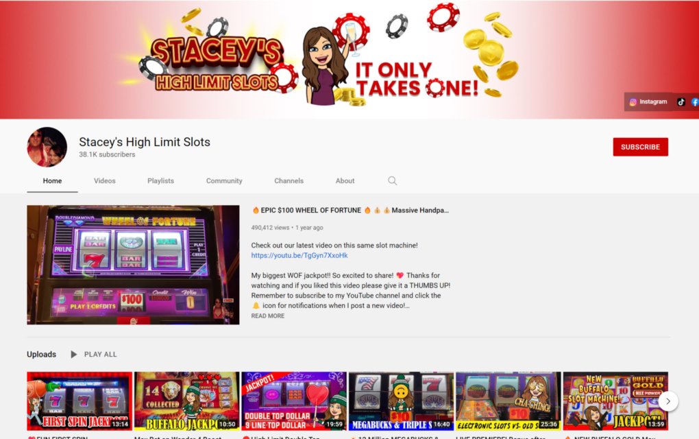 Stacey’s Slots YouTube Streamer New Videos for Today & Stats